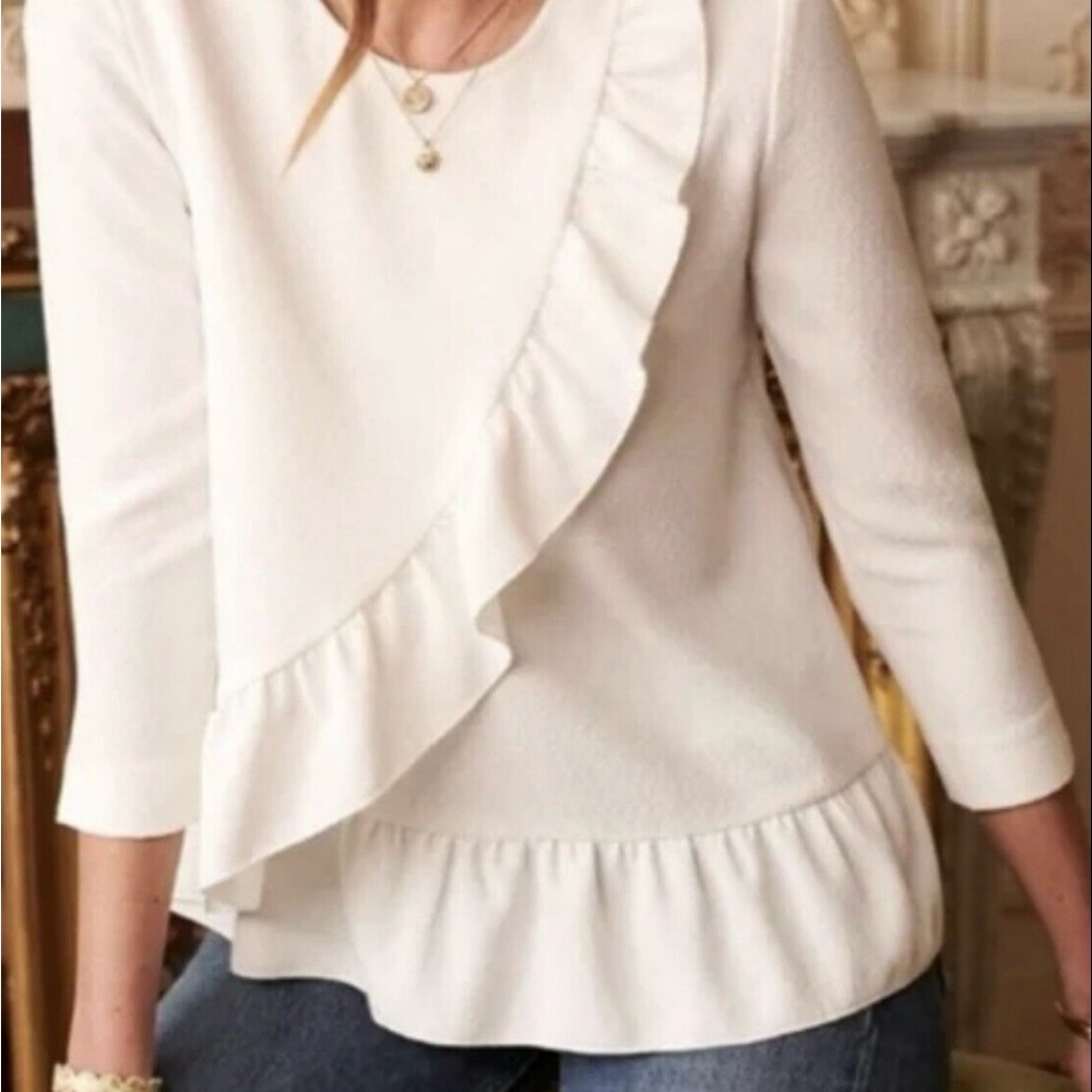 Sezane cream faux wrap blouse. Size 36 (US 4)